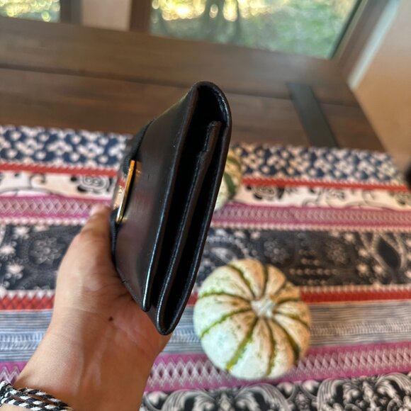 Salvatore Ferragamo Vara Ribbon Leather Bi-fold Long Wallet Black Gold, EUC - Picture 11 of 12